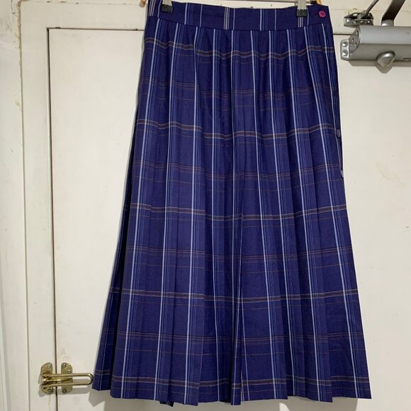 VINTAGE LAUREL MAXI WOOL PLAID PLEATED SKIRTS SIZE 28 - Picture 2 of 9